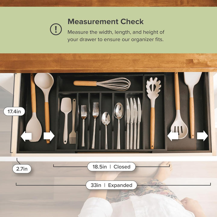 KitchenEdge Plateau à couverts et organisateur d'ustensiles pour tiroirs de cuisine, extensible jusq