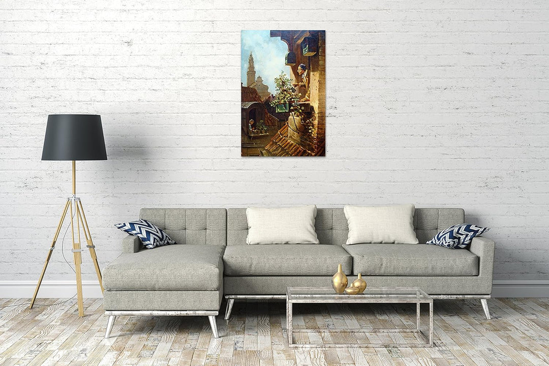 Printed Paintings Leinwand (60x80cm): Carl Spitzweg - Im Dachstübchen 60x80 cm, 60x80 cm