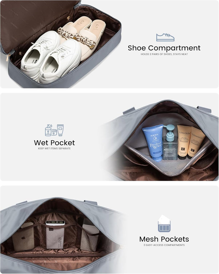 LOVEVOOK Reisetasche Damen, Wasserdicht Weekender Travel Duffel Carry On Bag mit Schuhfach, Klinikta