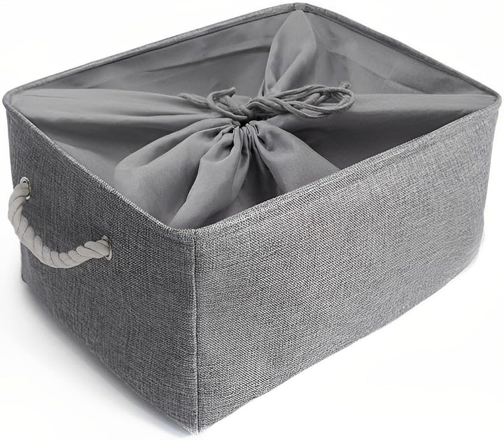 Mangata Zusammenklappbare, verdickte Aufbewahrungsbox aus Leinen mit Seilgriffen (Grau, Jumbo) Grau
