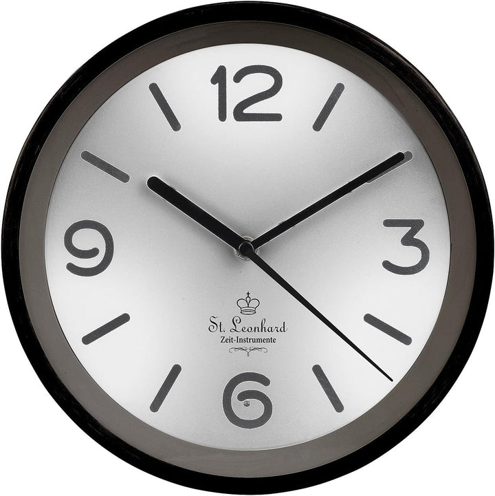 St. Leonhard Beleuchtete Funkwanduhr: Edelstahl-Funk-Wanduhr mit Zifferblatt-Beleuchtung & Lichtsens