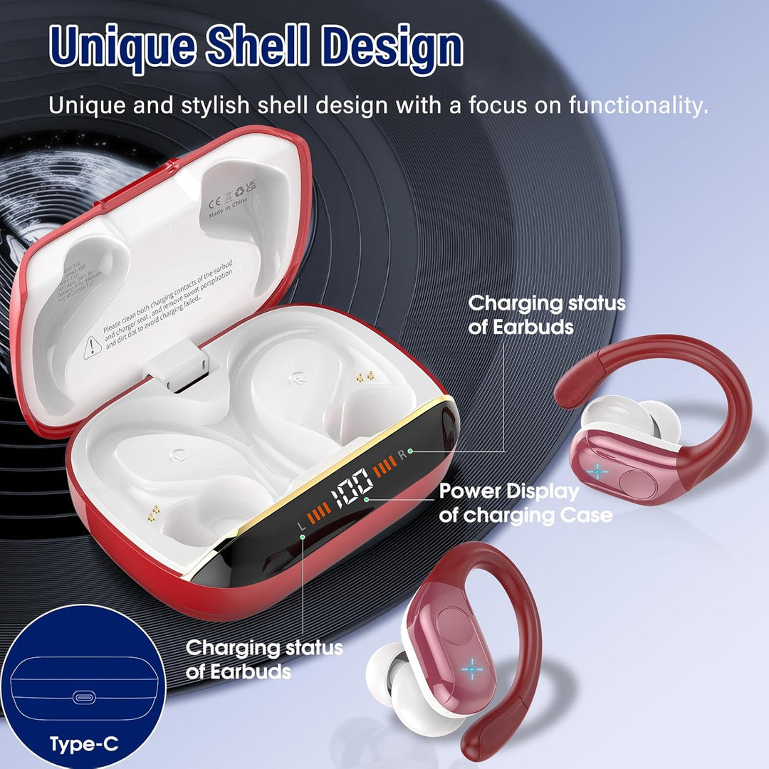 Bluetooth Kopfhörer Sport, 75H, In Ear Kopfhörer Kabellos Bluetooth 5.4, HiFi Stereo, Ohrhörer mit 4