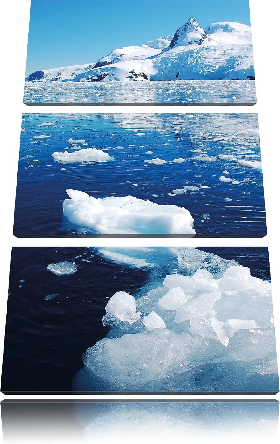 Pixxprint Eisberge im Meer Arktis 3-Teiler Leinwandbild 120x80 Bild auf Leinwand