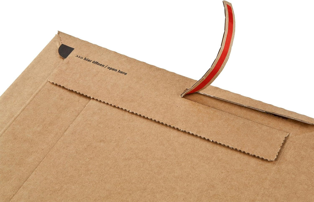 ColomPac CP020.17 Wickelverpackung aus Wellpappe mit Selbstklebeverschluss und Aufreissfaden, braun