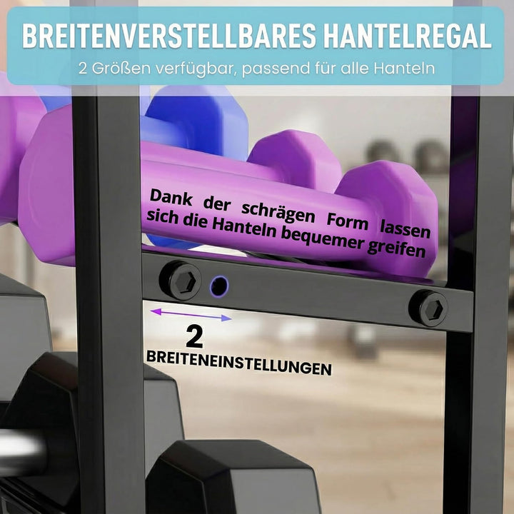 Hantelständer &amp; Gewichtsablage für Home Gym, All-in-One Fitness Aufbewahrung mit Rollen &amp; Haken für