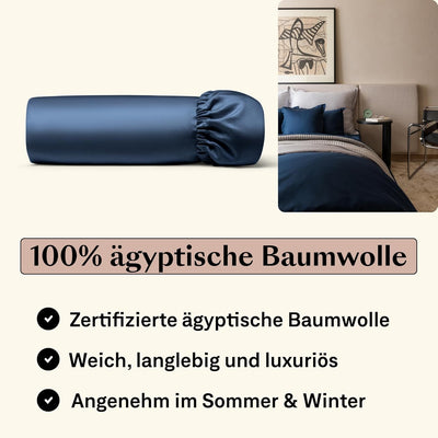 Amqua ägyptische Baumwolle Spannbettlaken 90x200cm Boxspringbett Dunkelblau| Spannbettlaken 90x200 B