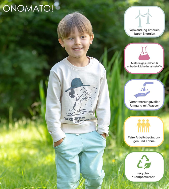 ONOMATO! Peanuts Snoopy Jungen Mädchen Sweatshirt Cradle to Cradle 98-104 Beige, 98-104 Beige