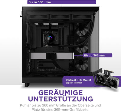 NZXT H6 Flow | CC-H61FB-01 | Kompaktes Mid-Tower Gehäuse mit zwei Kammern | Glaspaneele mit Panorama