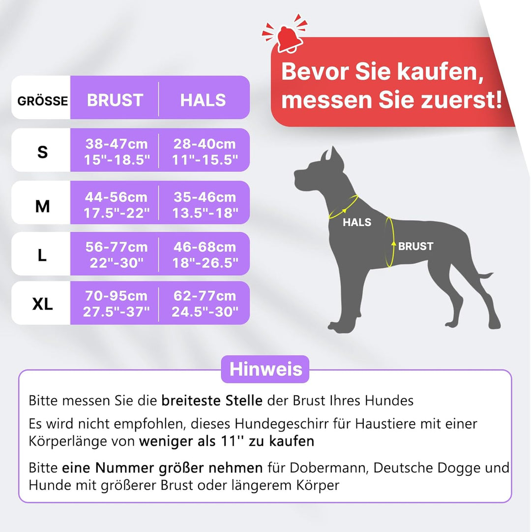 Hundegeschirr Mittelgrosse Grosse Hunde, Anti Zug Hundegeschirr Gepolstert mit Griff, Atmungsaktiv R