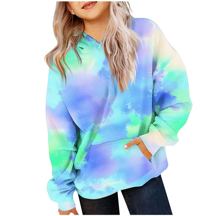 EMATOP Mädchen Batik Hoodie Freizeit Langarm Kapuzenpullover Winter Baumwolle Sweatshirt mit Kapuze