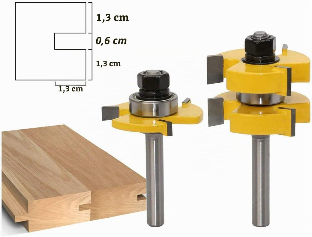Oberfräser Set, 45 Grad Lock Mitre Router Bit Nutfräser + 8 mm Schaft Zungenschaft und Nutfräse Set