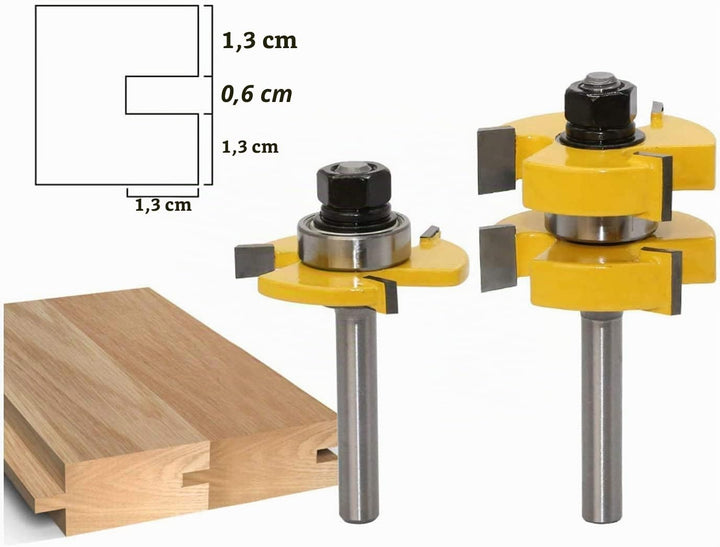 Oberfräser Set, 45 Grad Lock Mitre Router Bit Nutfräser + 8 mm Schaft Zungenschaft und Nutfräse Set
