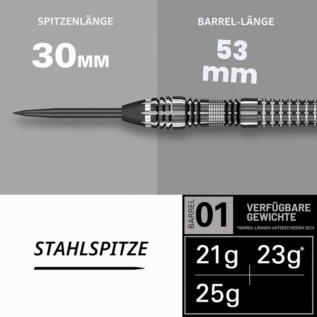 Target Darts Phil Taylor Power 8-Zero Schwarz 80% Wolfram Steeldarts-Set Schwarz P8Z4 23G Single, Sc