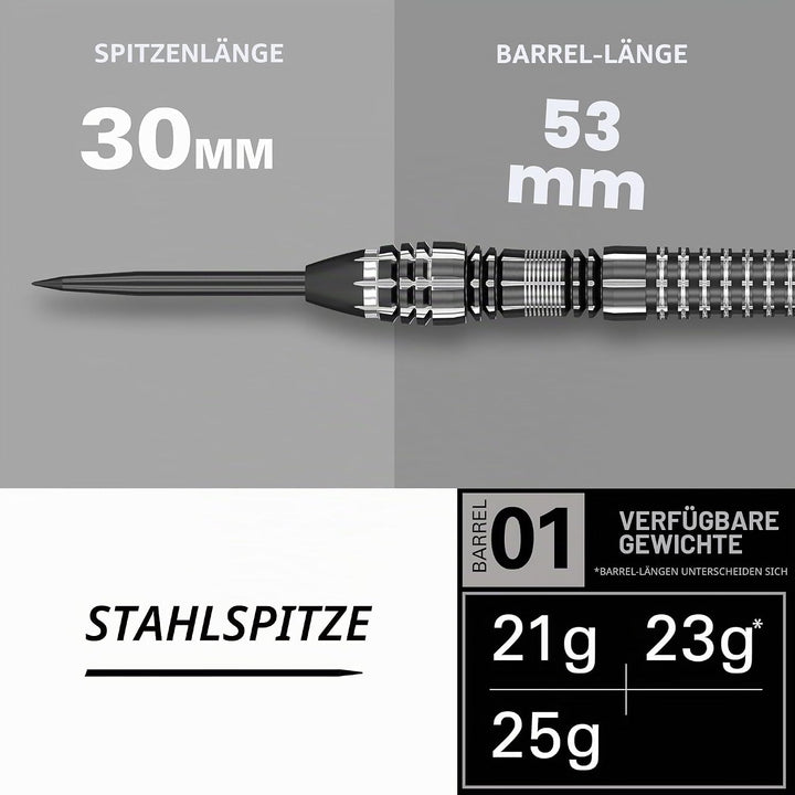 Target Darts Phil Taylor Power 8-Zero Schwarz 80% Wolfram Steeldarts-Set Schwarz P8Z4 23G Single, Sc