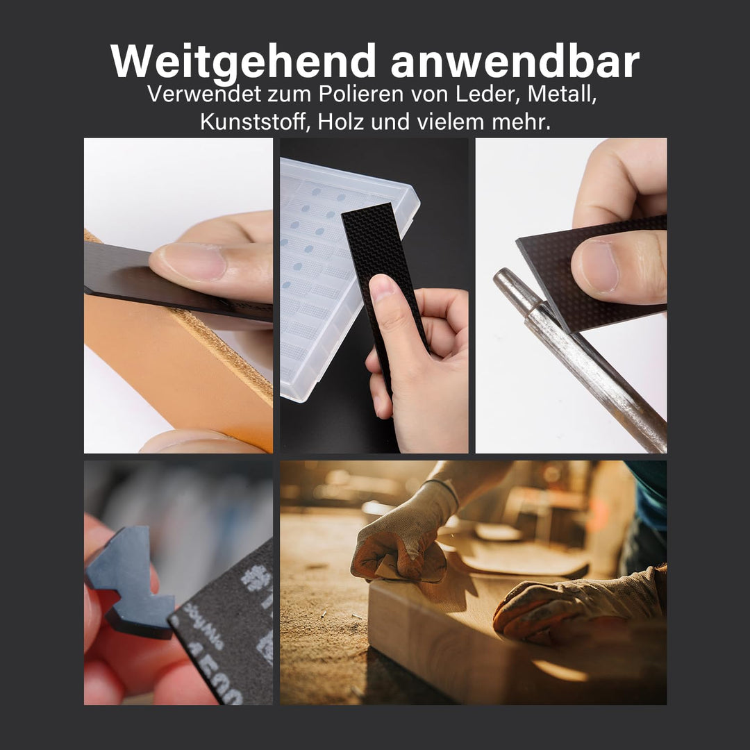 WUTA Schleifpapier Set mit Kohlefaser-Platten, 120 Blätter selbstklebend in 4 Körnungen (320/600/100