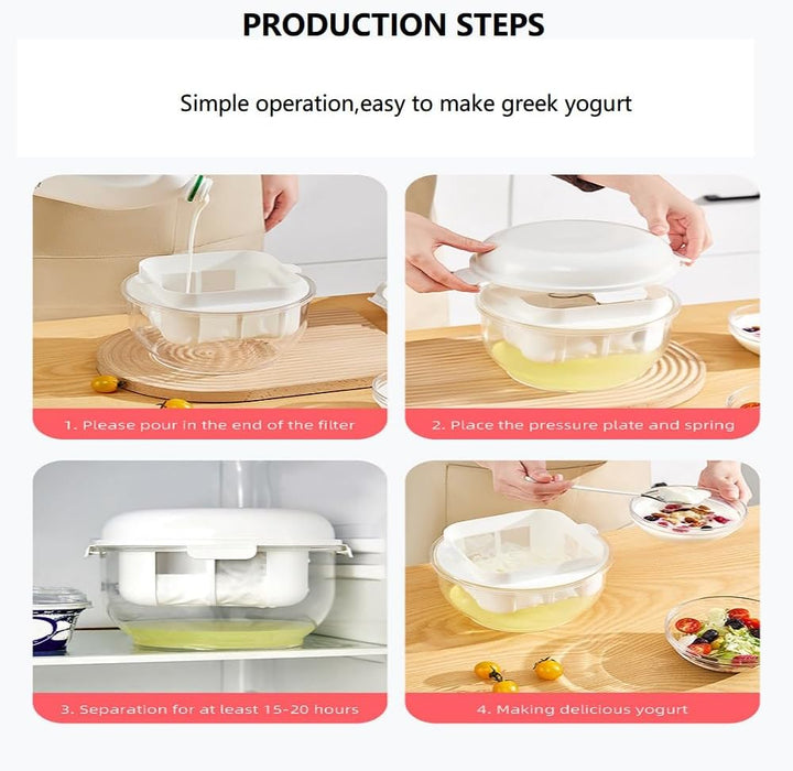Feine Filtersiebe Joghurt Sieb mit Deckel,Wiederverwendbarer Joghurt Molke Separator,3000ML Griechis