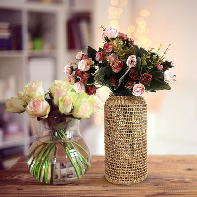 Cabilock Rattan Bodenvase Bouquet Vase Japanischen Vase Desktop Vase Wicker Vase Seegras Woven Stand