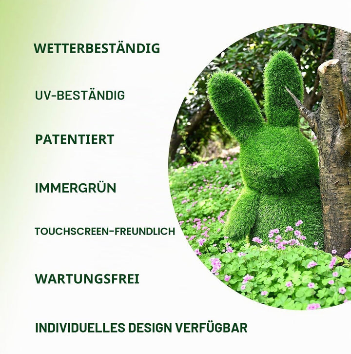Innovative Kunstwerk Figuren aus Kunstrasen Hase Bär Hund Tier Garten Dekoration Gras Deko (Teddybär