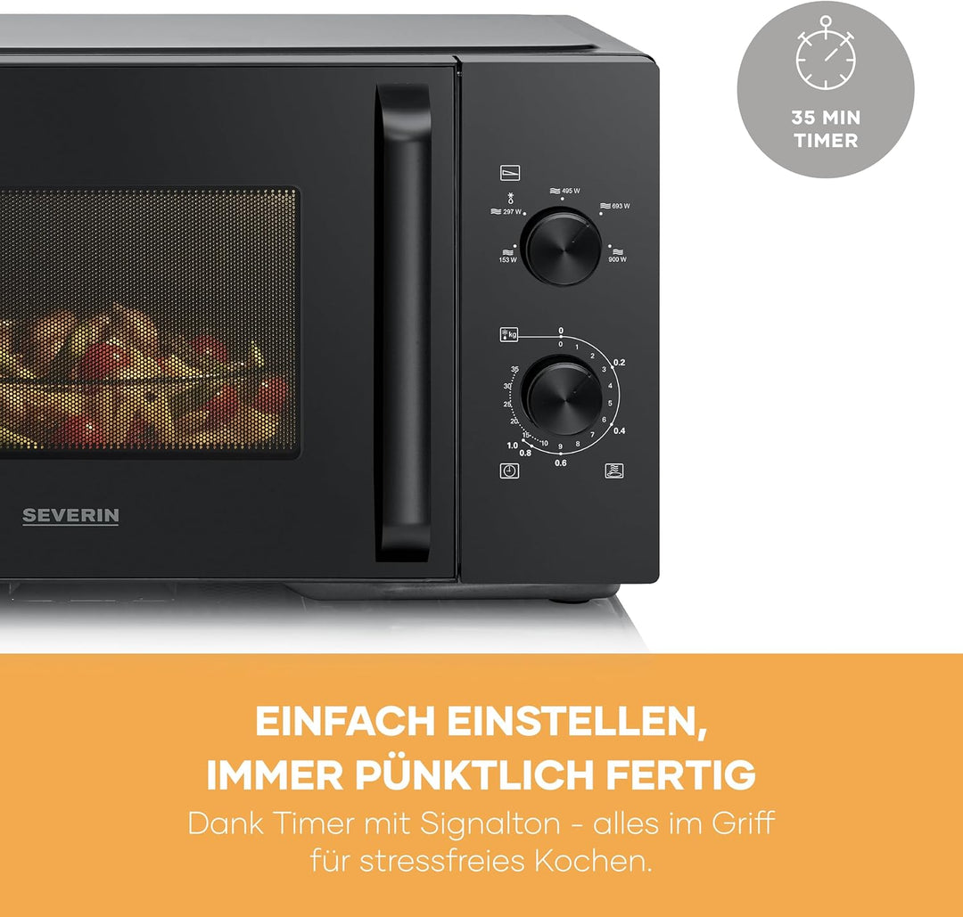 Severin Mikrowelle Solo, zum Auftauen und Erhitzen, XXL Innenraum, 28 L, Mikrowellengerät mit heraus