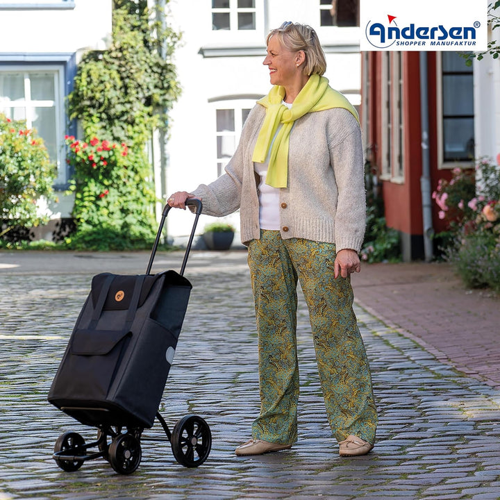 Andersen Shopper Quattro und Einkaufstasche Senta schwarz 49 Liter, Schwarz