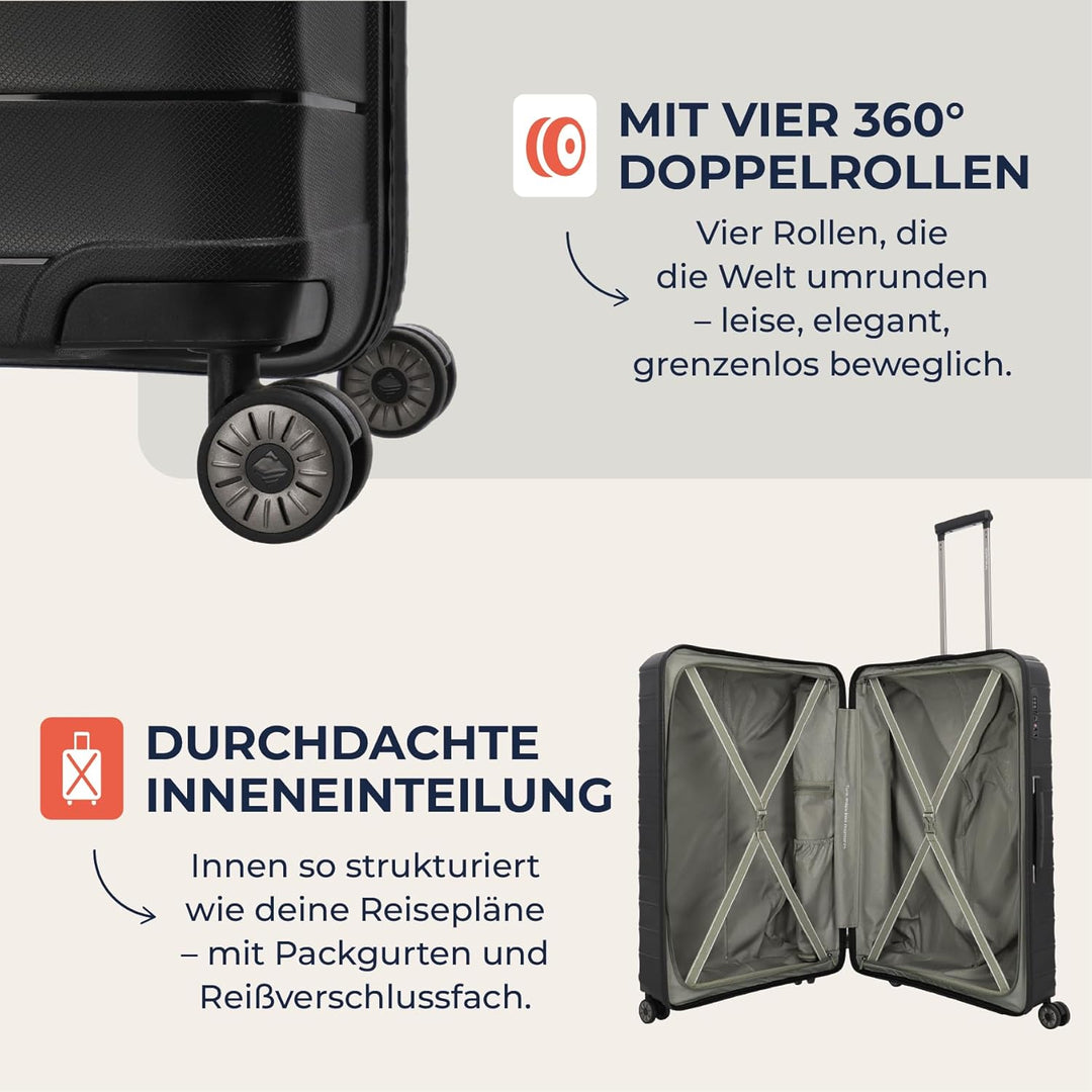 Travelite Koffer gross, MOOBY L, Kratzfeste Hartschale, mit recyceltem Material, 77 cm, 106 l, 3,7 k