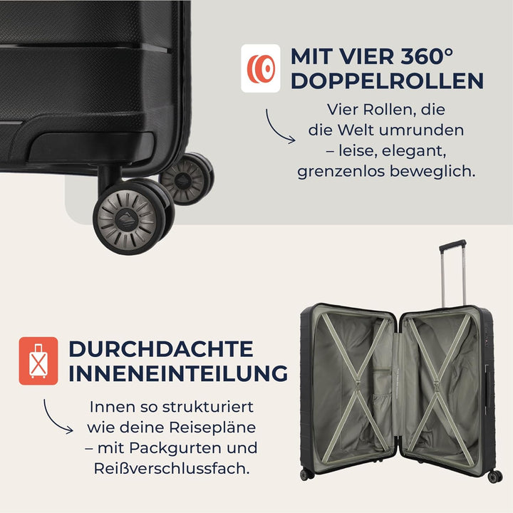 Travelite Koffer gross, MOOBY L, Kratzfeste Hartschale, mit recyceltem Material, 77 cm, 106 l, 3,7 k