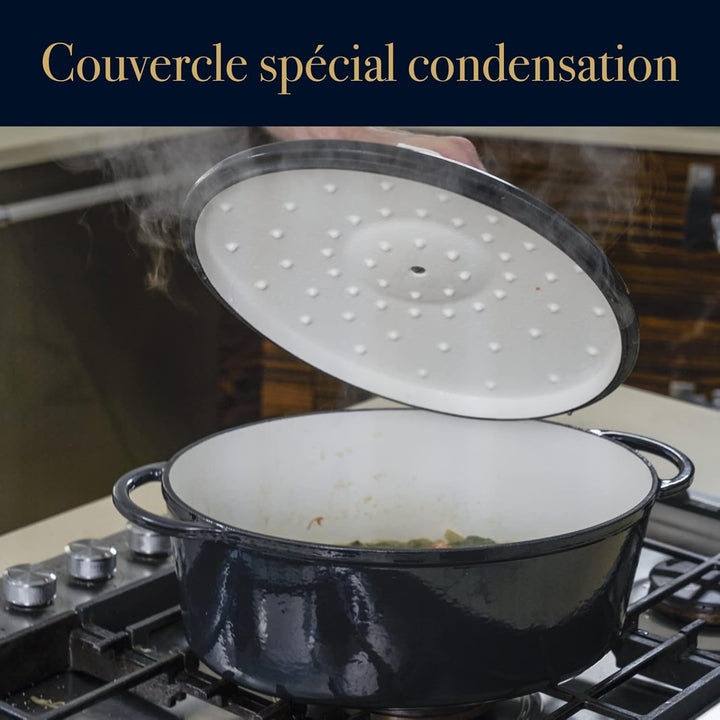 TEFAL Pierre Gagnaire Heritage Gusseisen-Bräter, rund, 21 cm, 3,3 l, Kondensationsdeckel, robuste Em