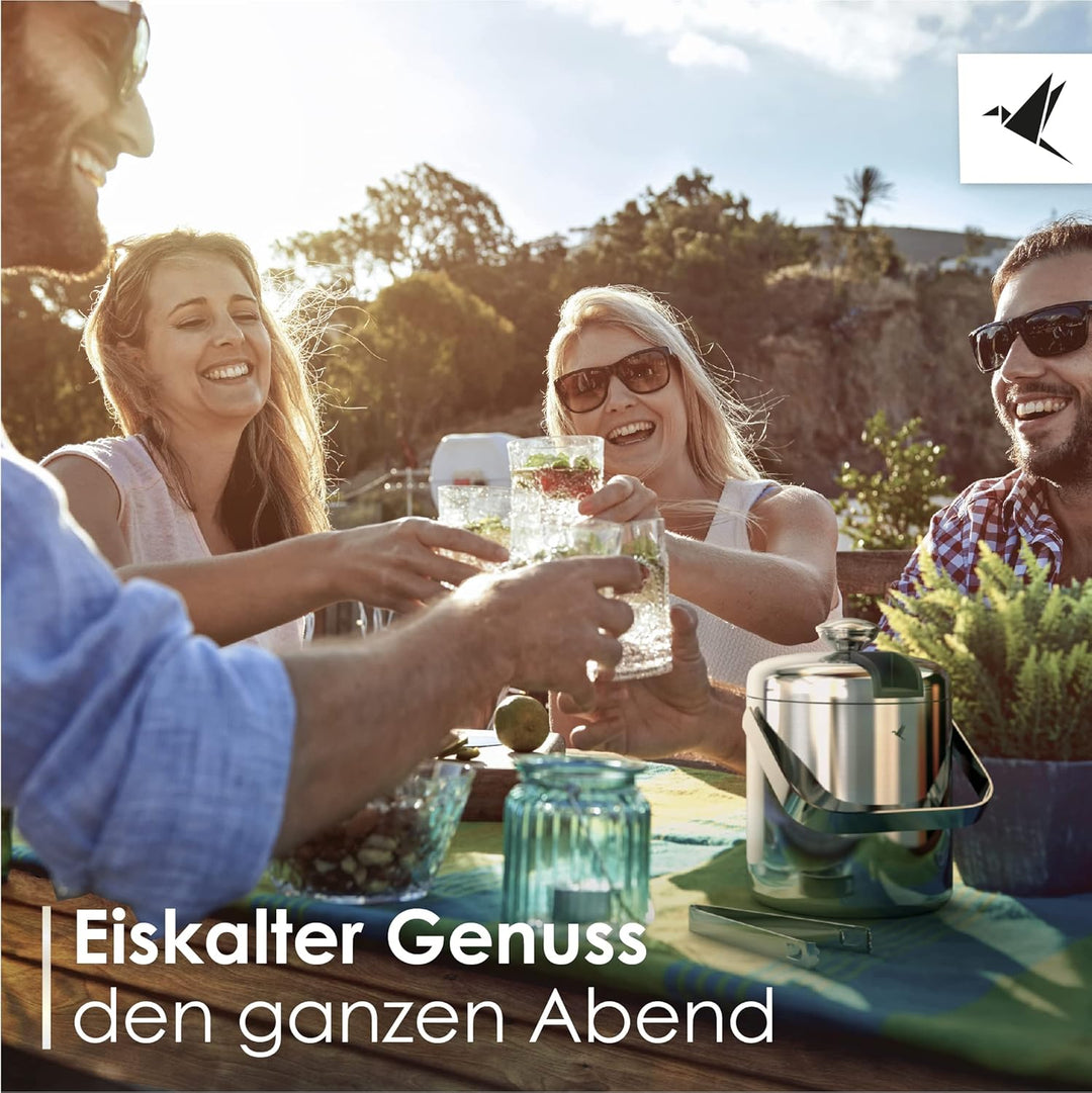 Beyond Eiswürfelbehälter mit Deckel und Zange 100% bpa frei aus Edelstahl - Eiswürfelkühler, doppelw