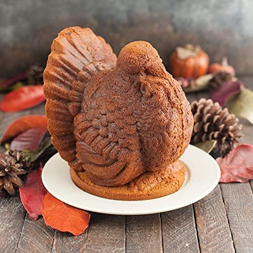 Nordic Ware 52348 Classic Turkey 3D Pfanne, Bronze, Aluminium, Braun 3D Truthahn Kuchenform, 3D Trut