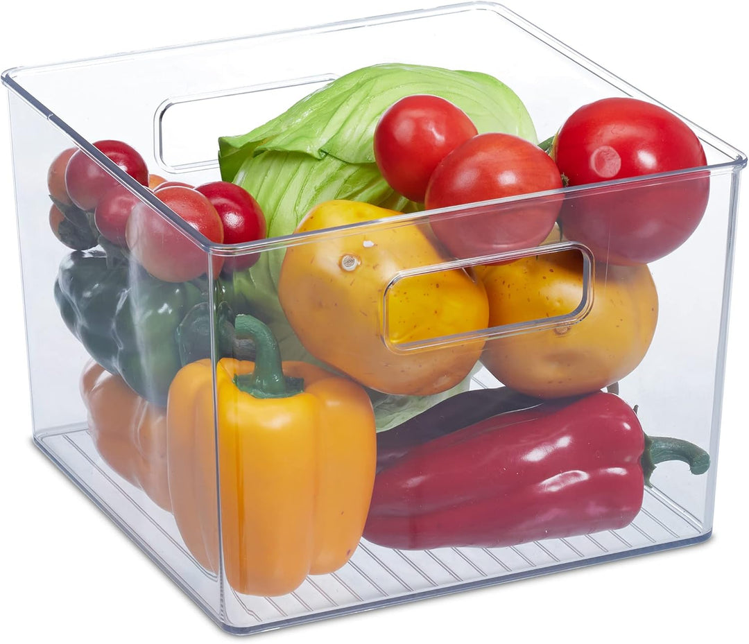 Relaxdays 3 x Kühlschrank Organizer, Aufbewahrung von Lebensmitteln, HxBxT: 15,5 x 21 x 21 cm, Küche