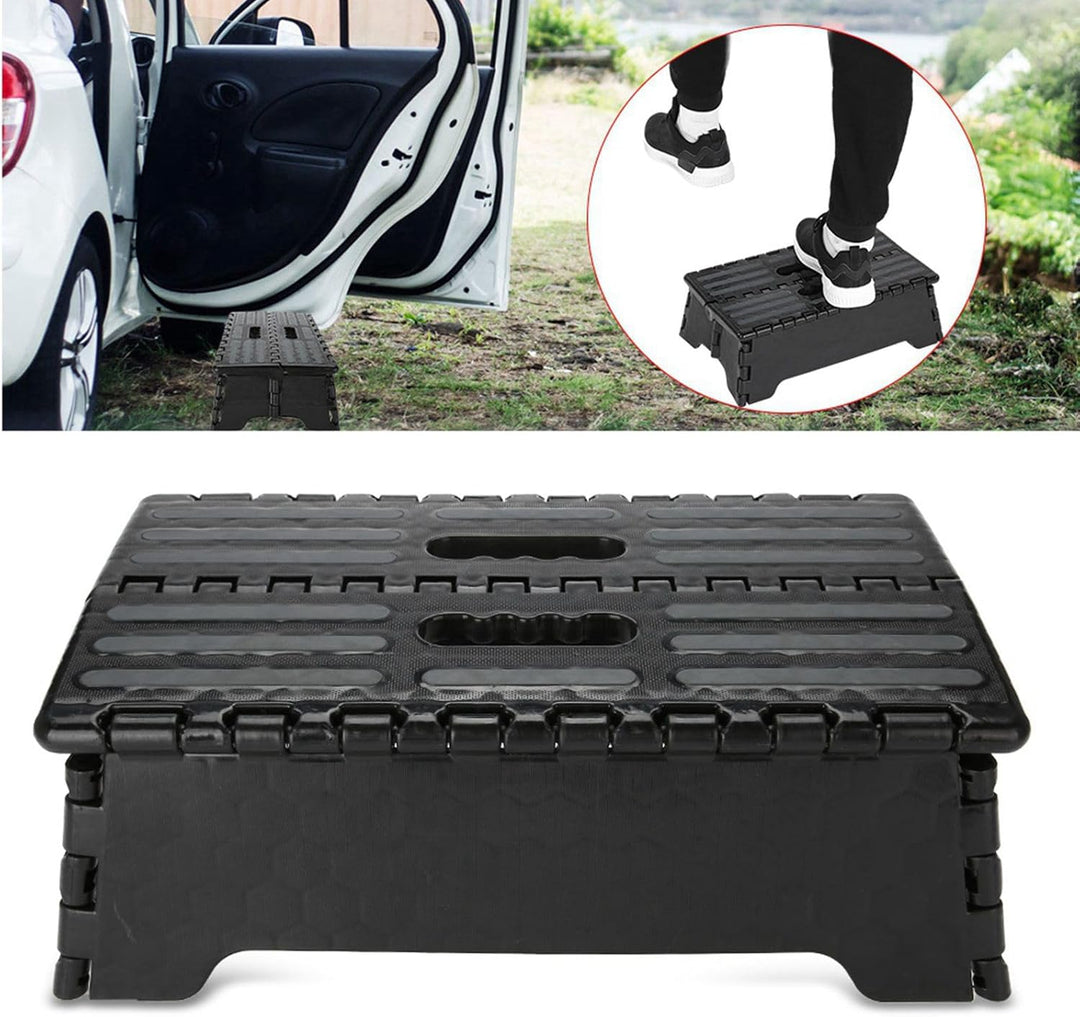 Klappbarer Tritthocker, Tragbar, rutschfest, Schwarzer Kunststoff, für Küche, Badezimmer, Auto, Reis