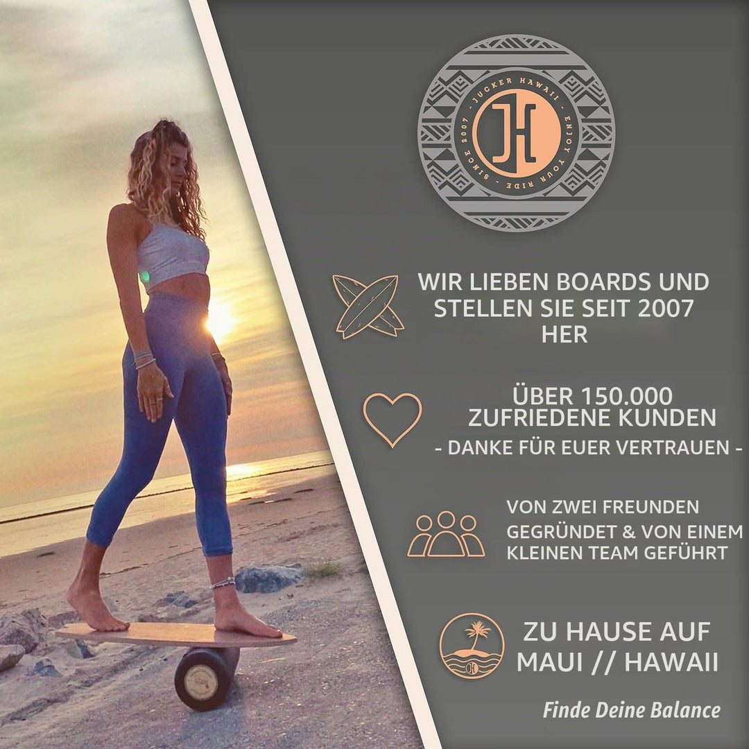 JUCKER HAWAII Balance Board Ocean Rocker | Balanceboard mit Rocker Shape (100% Echtholz) und extra r