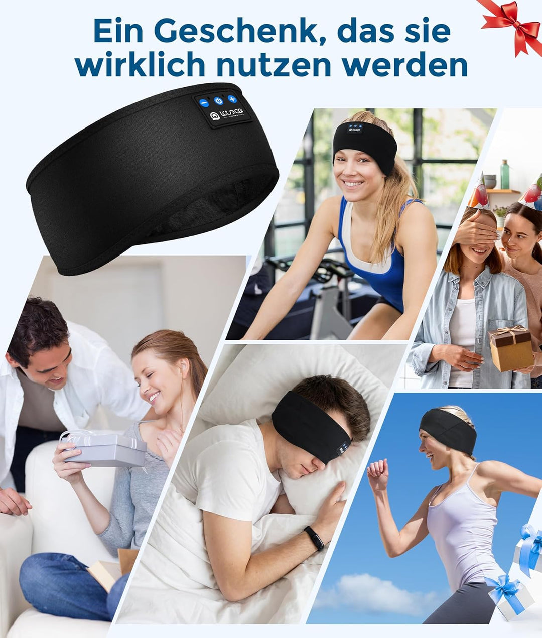 Schlafkopfhörer Bluetooth, Kopfhörer Schlafen, Schlaf Stirnband Kopfhörer Headband Schlafmaske, Spor