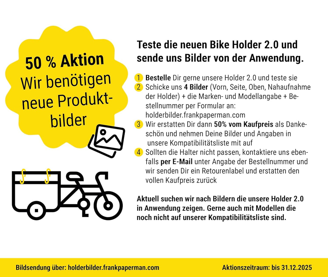 Frank Bike Holder M 2.0 – 4X Halterung für Kinderfahrrad & Laufrad am Lastenrad | kompatibel mit Urb