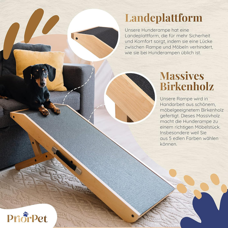 Hunderampe - Hundetreppe für kleine Hunde und grosse Hunde - Einstellbar 18-53 cm - Für Bett Sofa -