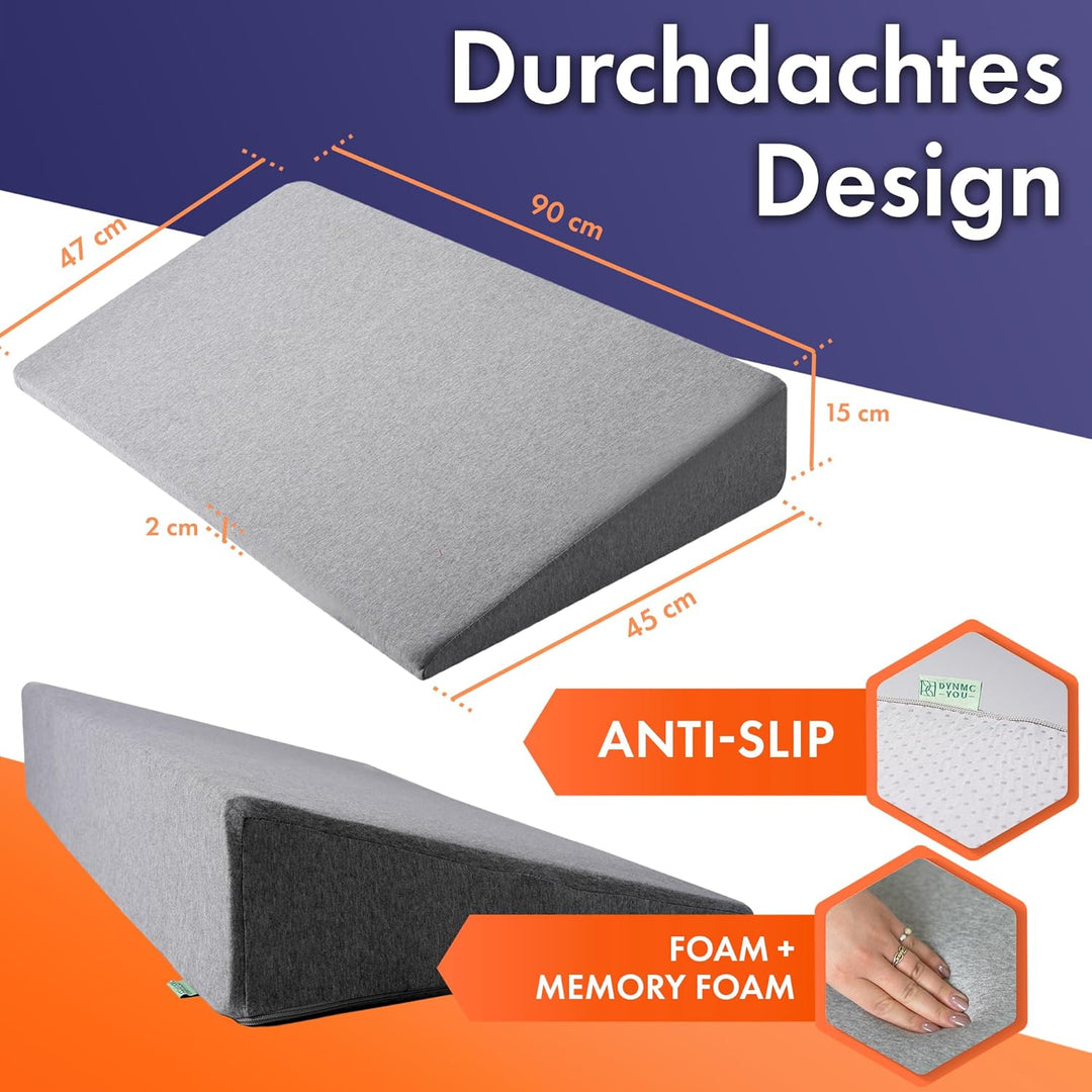 Keilkissen Bett für Bequemes Schlafen, 90cm - Premium Qualität, Modernes Design - Fester Matratzenke
