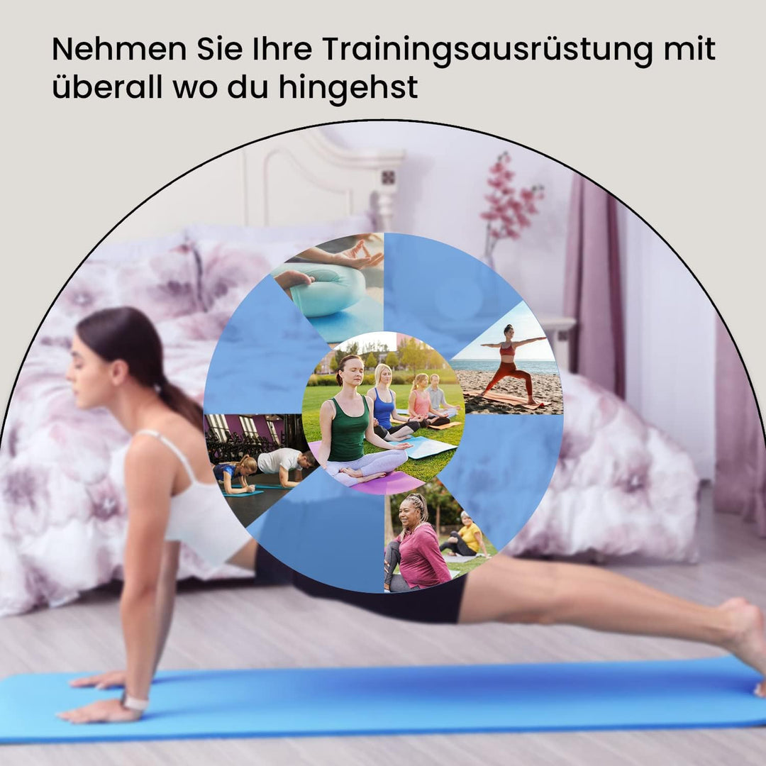 Yogamatte rutschfest Trainingsmatte für Fitness, Pilates & leichte Reisematte für zu Hause oder drau