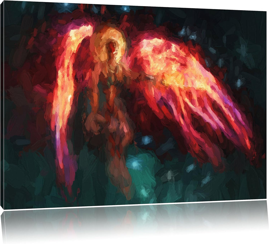 Pixxprint Alien Teufel im Weltraum Kunst Pinsel Effekt, Format: 100x70 auf Leinwand, XXL riesige Bil