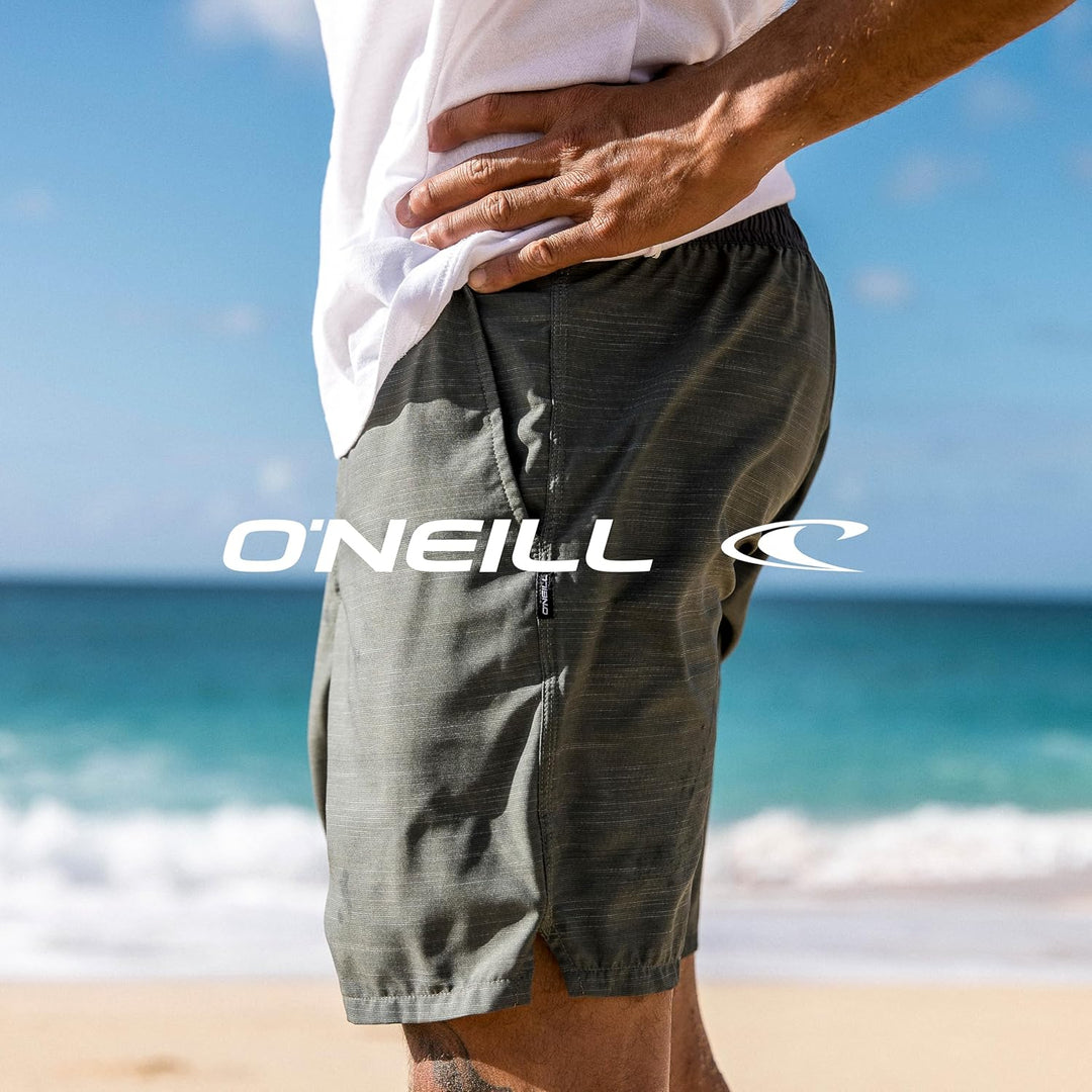 O'Neill Herren Boardshorts Locked Stripe Hybrid Short 7 Heather Fog, 7 Heather Fog