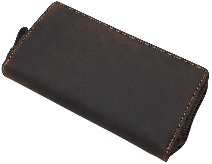 Grosse Büffel-Vollleder Damen Geldbörse/Geldbeutel/Portemonnaie/Geldtasche mit Colibri-Motiv oder oh