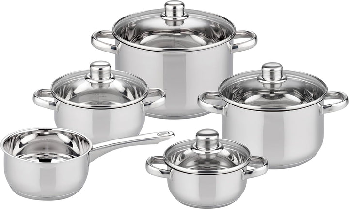 ELO Basic Topfset Galactica 5 tlg., Edelstahl, Glasdeckel, für alle Herdarten geeignet, mit Volumens