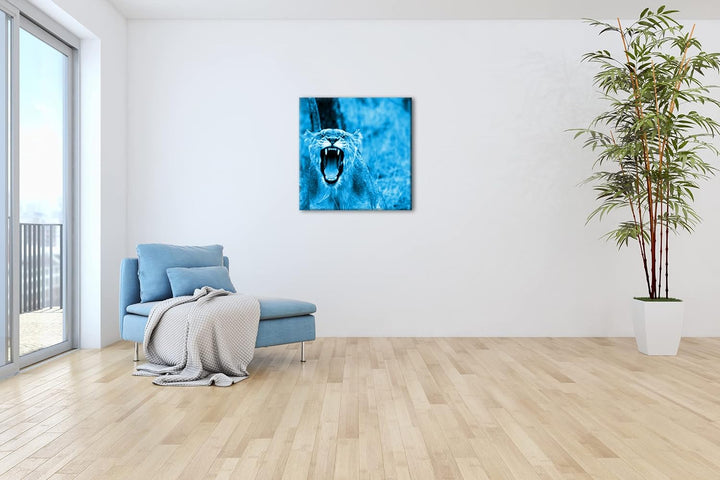 deyoli brüllende Löwin Format: 70x70 Effekt: Zeichnung als Leinwandbild, Motiv auf Echtholzrahmen, H