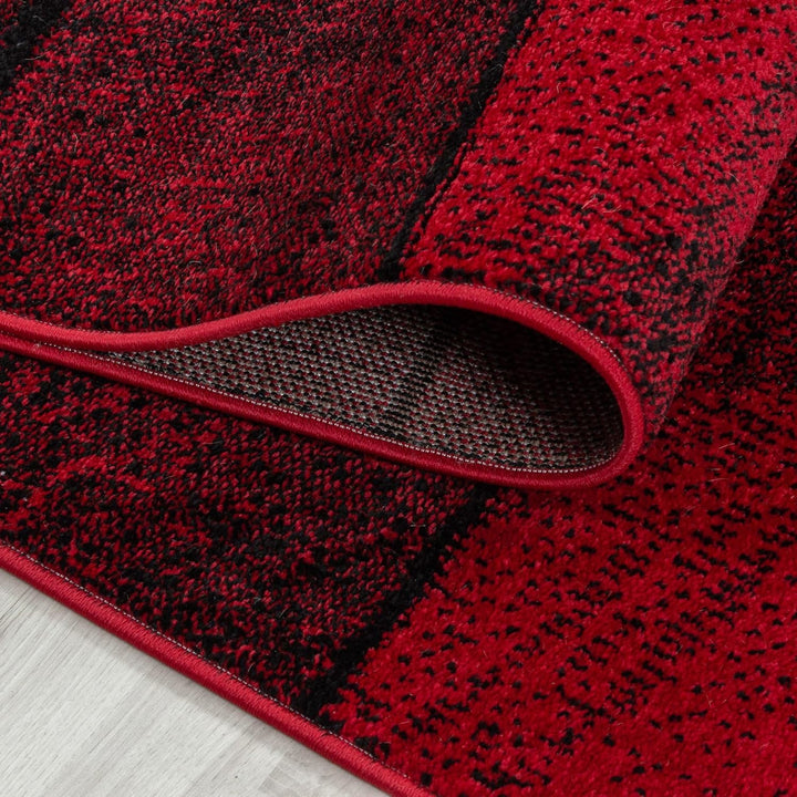 Carpetsale24 Designer Teppich Modern Stein Mauer Optik – Rot und Schwarz – Wohnzimmerteppich für mod