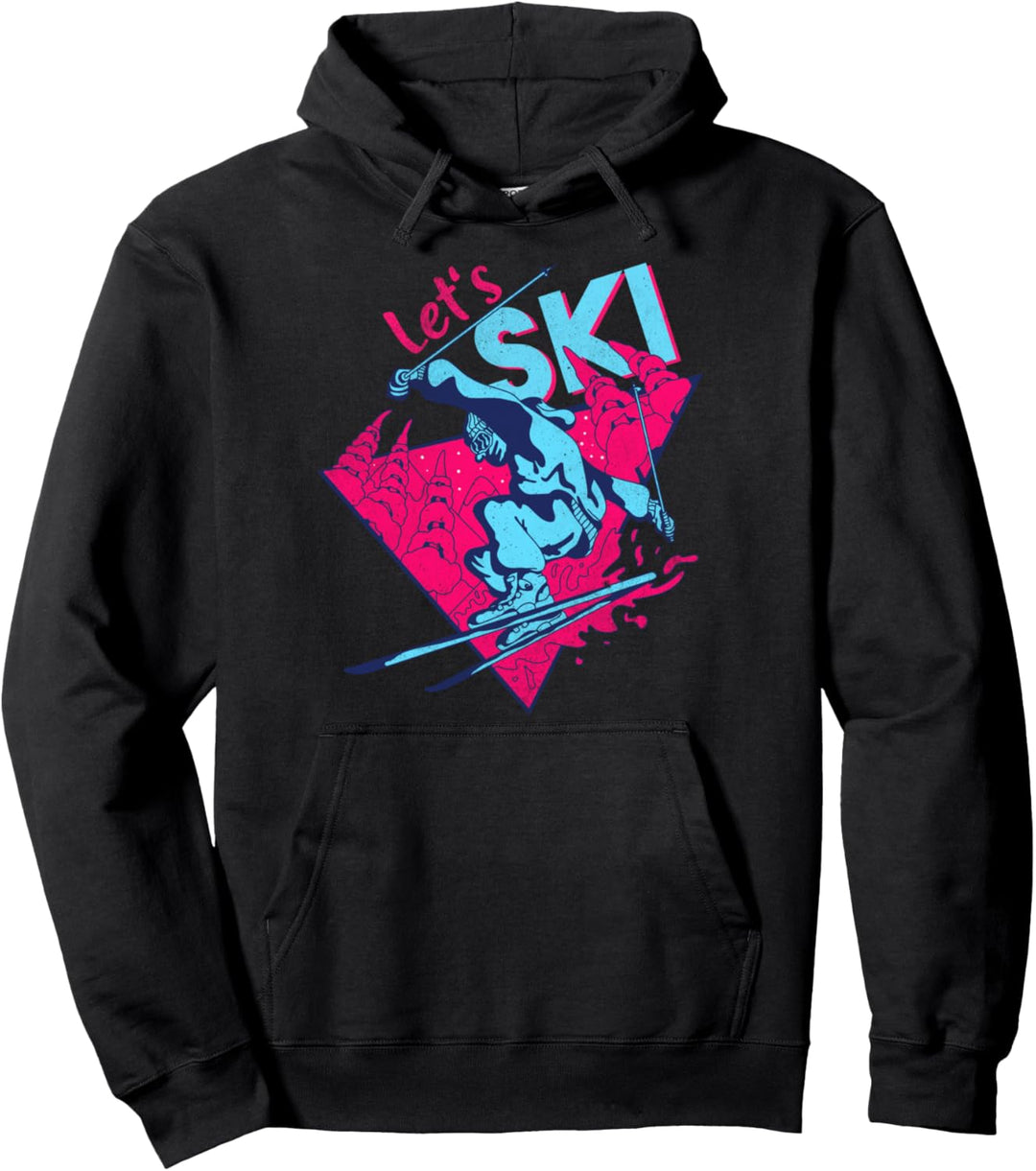 Let's Ski, Retro Ski Vintage 80er 90er Jahre Skianzug Pullover Hoodie