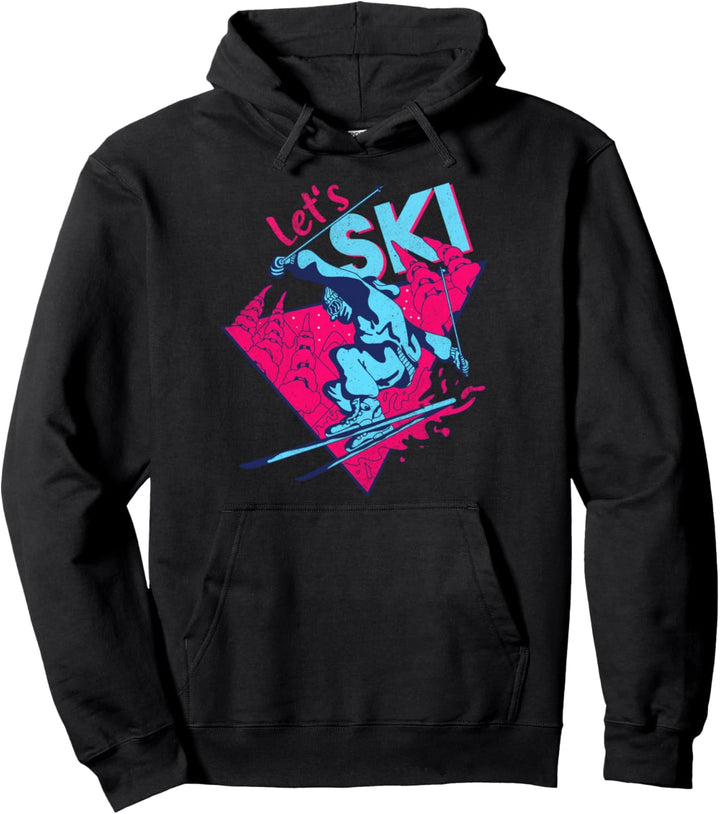 Let's Ski, Retro Ski Vintage 80er 90er Jahre Skianzug Pullover Hoodie