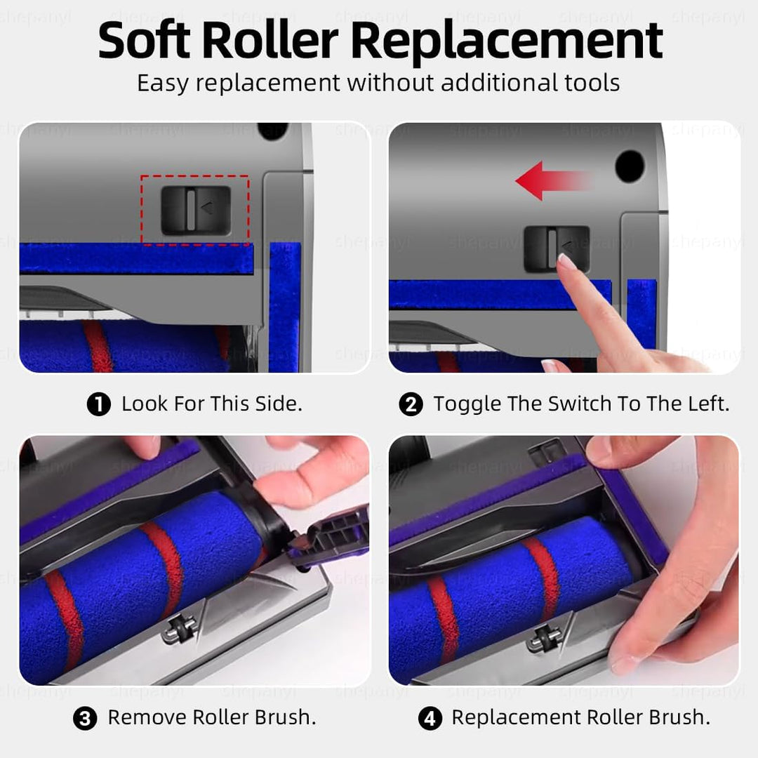 LED Bürste Zubehör kompatibel für Dyson V7/V8/V10/V11/V15 Staubsauger, Weiche Flaumbürste mit Staubd