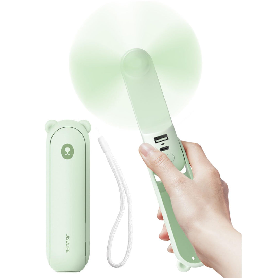 JISULIFE Handventilator Mini Ventilator 3 IN 1, mit 4500 mAh Powerbank USB Akku Klein Ventilator, Ba