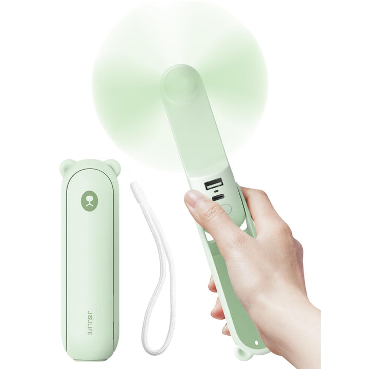 JISULIFE Handventilator Mini Ventilator 3 IN 1, mit 4500 mAh Powerbank USB Akku Klein Ventilator, Ba