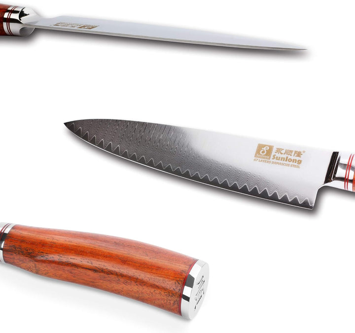 Sunlong Professionelles Kochmesser 8 Zoll japanischer VG10 Damaststahl Küchenmesser - scharfe Klinge
