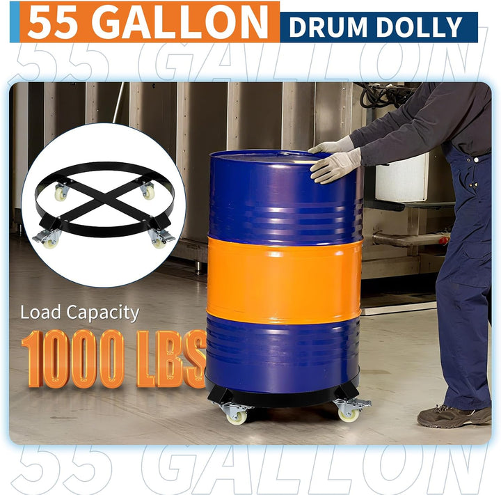Garvee Fassroller,Rundes Rollbrett Aus Metall ø 64 cm,190L Transportroller Bis 1000 Lbs,Schwerlastro